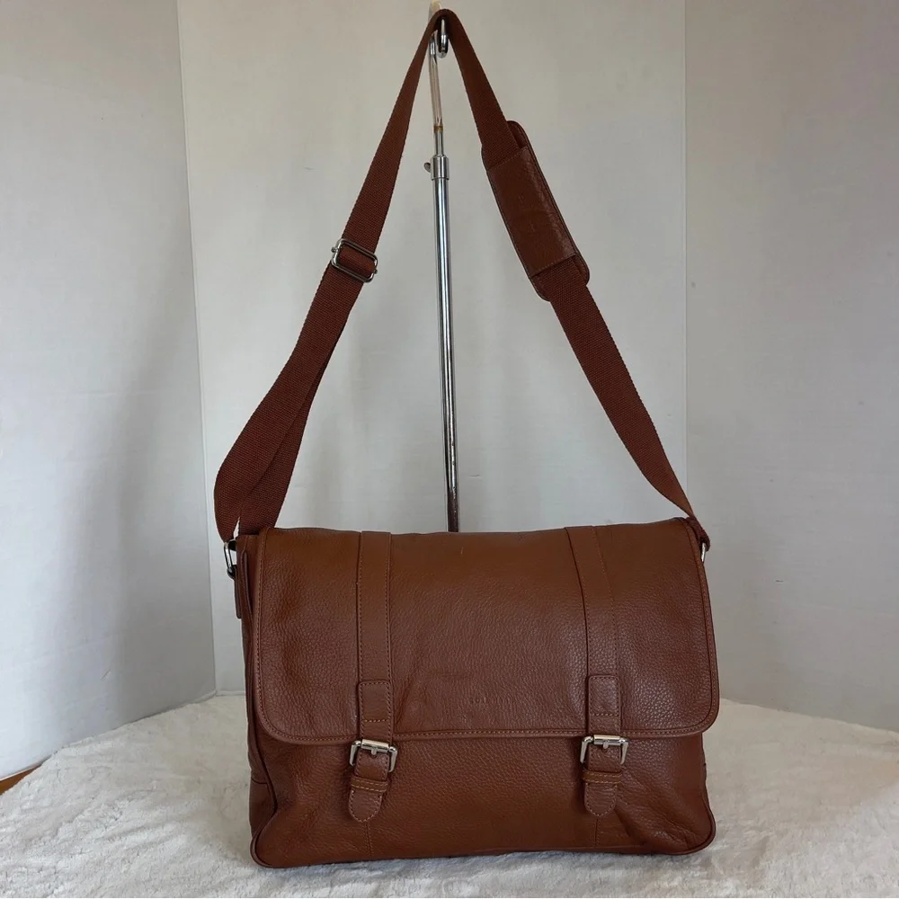 Cole Haan Messenger Leather Bag‎ Flapover Laptop Briefcase Crossbody Brown